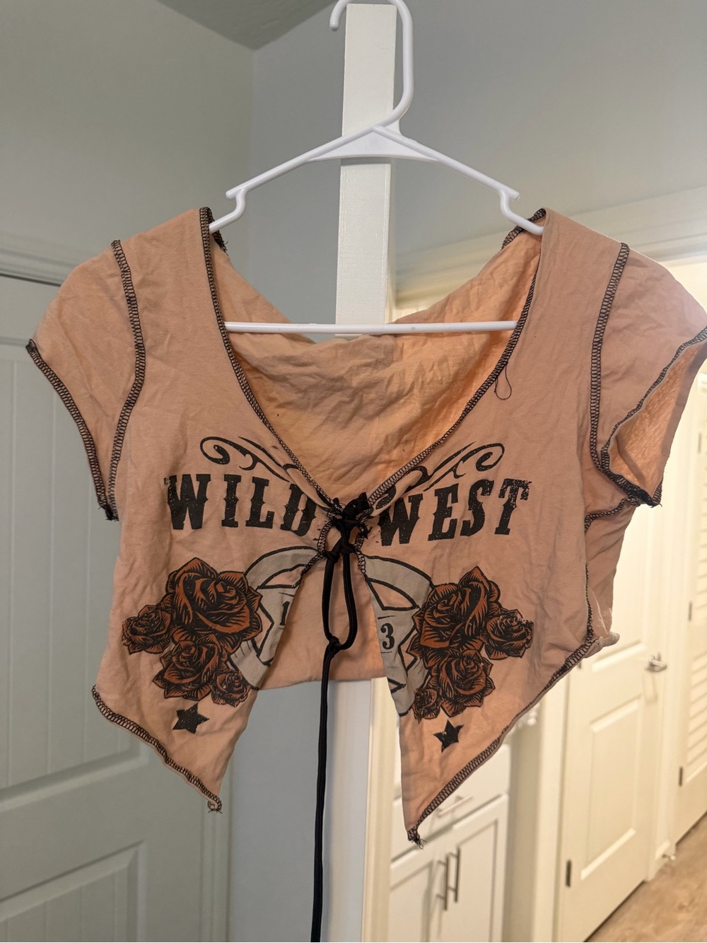 Wild West Peach Tie-Front Crop Top